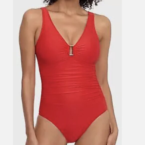 Lauren Ralph Lauren Other - Lauren Ralph Lauren Ring-Detail Over The Shoulder One-Piece Swimsuit Red NWT